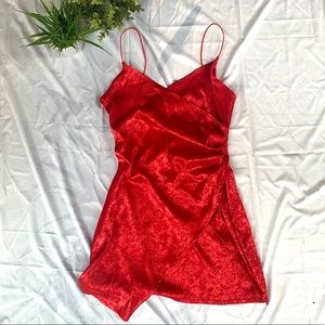 ★ Red Silk Flora Print Mini Dress ★